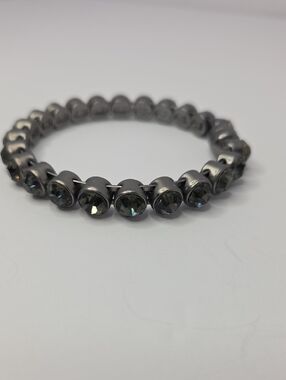 Plunder Magnetic Bracelet Gunmetal With Dark Green/Gray Rhinestones Size 7
